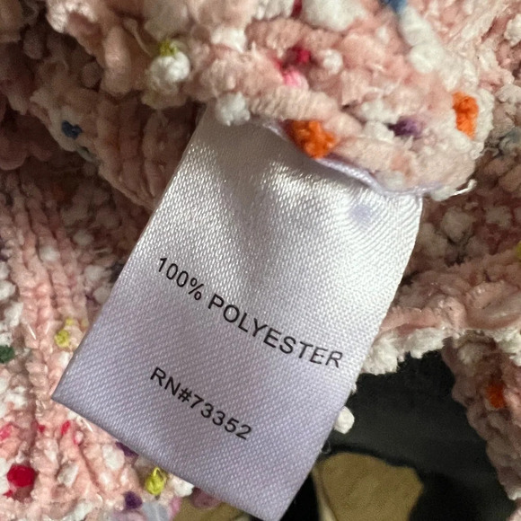 Confetti Fringe Pink Chunky Knit Sweater - Medium - Picture 4 of 5